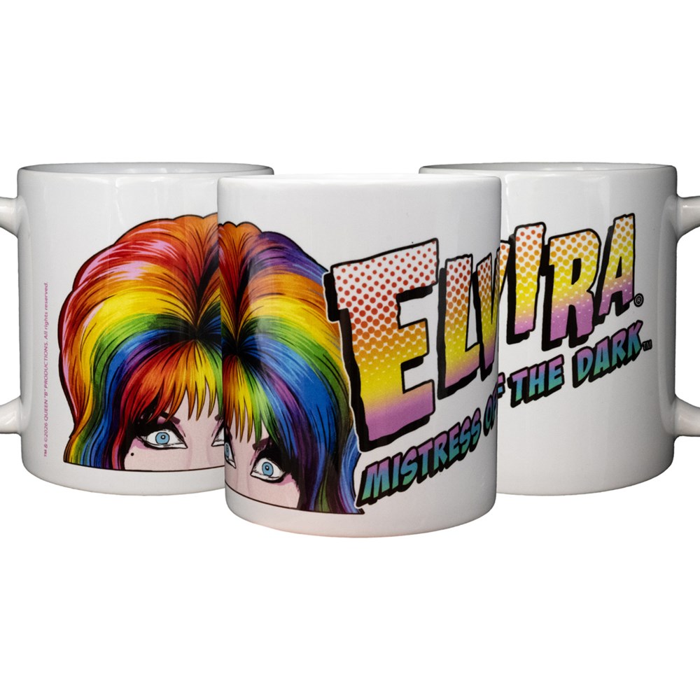 Elvira Peeker Rainbow 11 oz White Mug