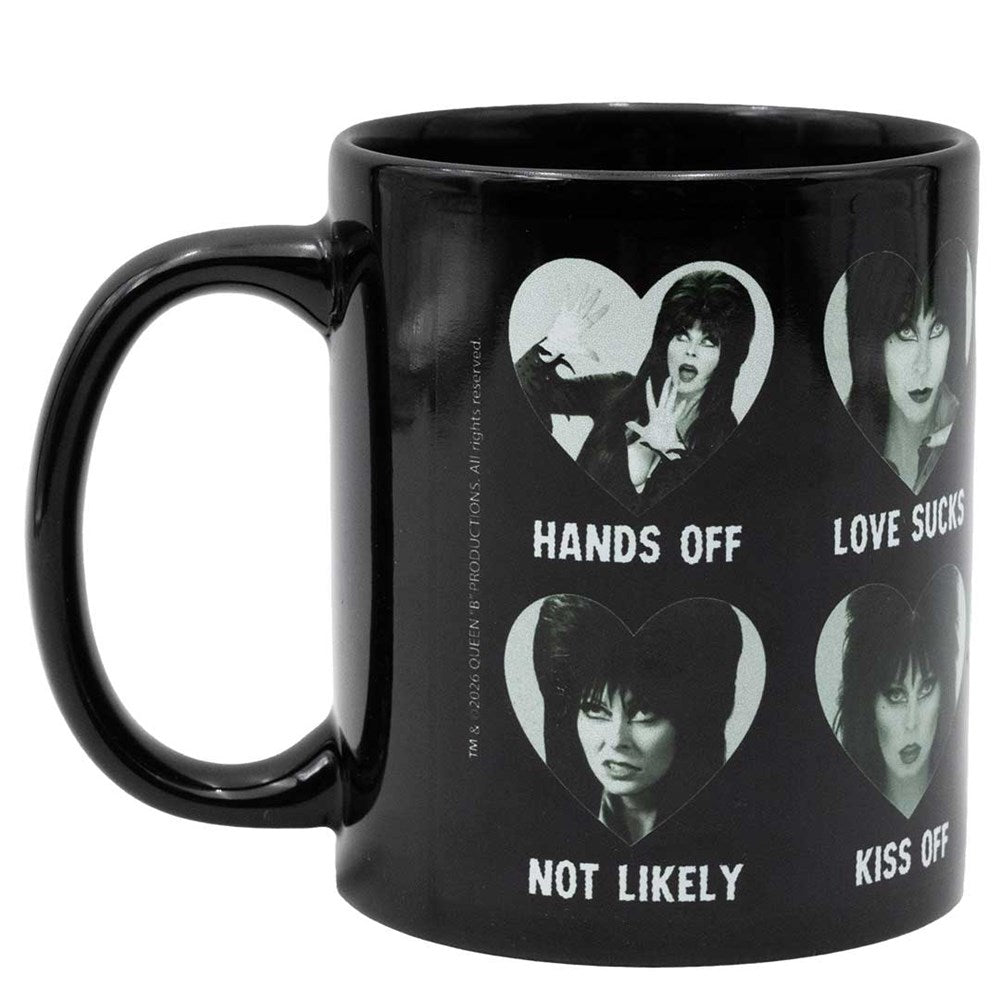 Elvira Wicked Hearts Repeat 11 oz Black Mug