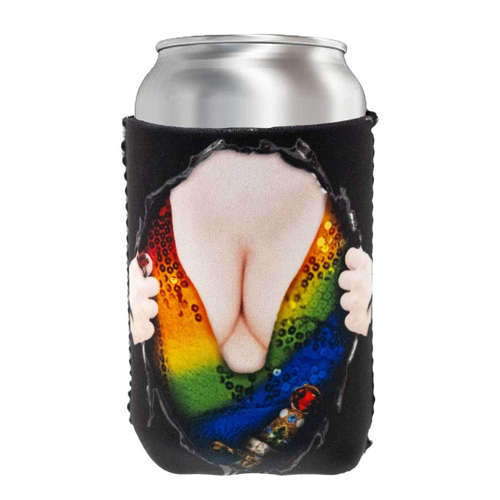 Elvira Chest Burst Rainbow 12oz Can Cooler