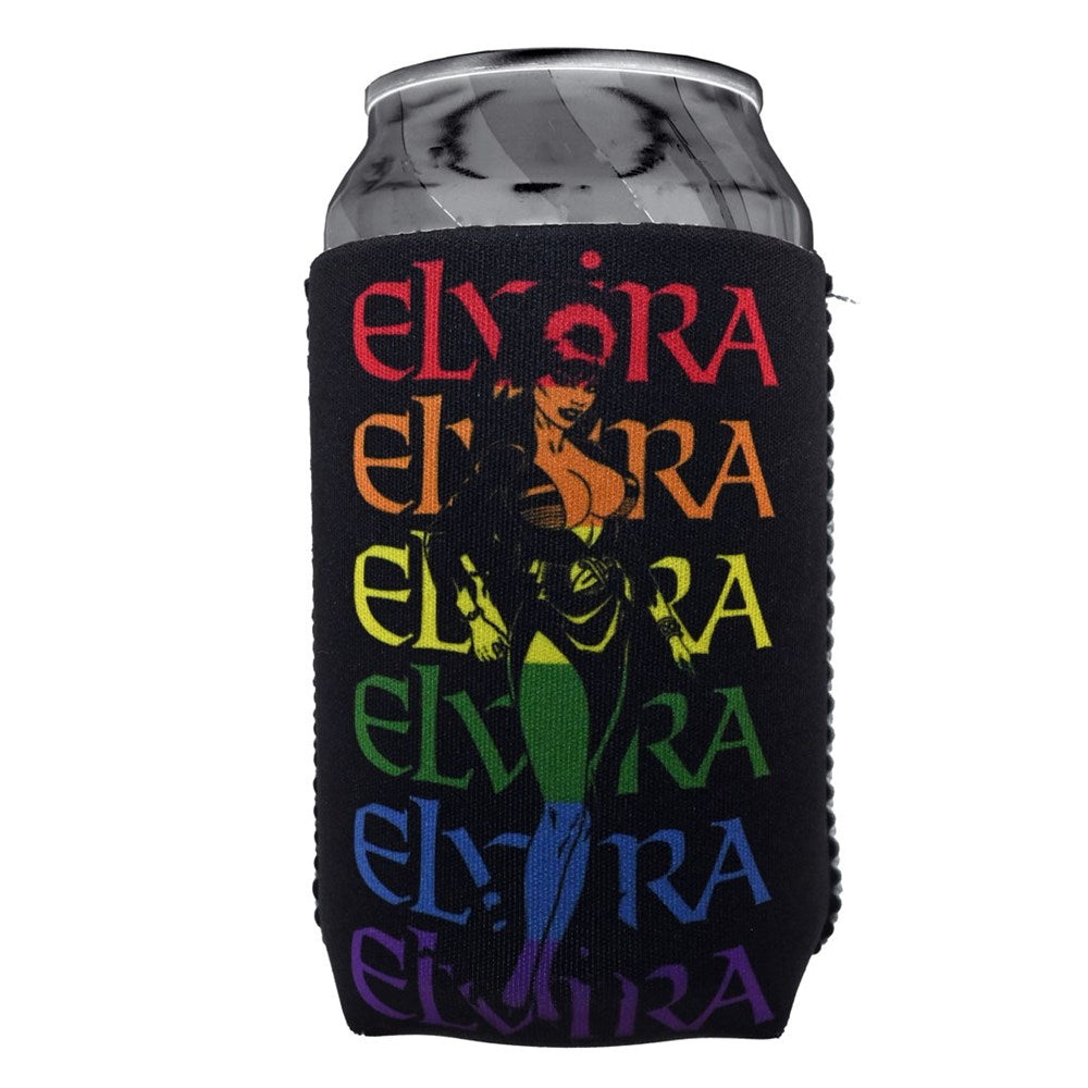 Elvira Rainbow Stripes 12oz Can Cooler