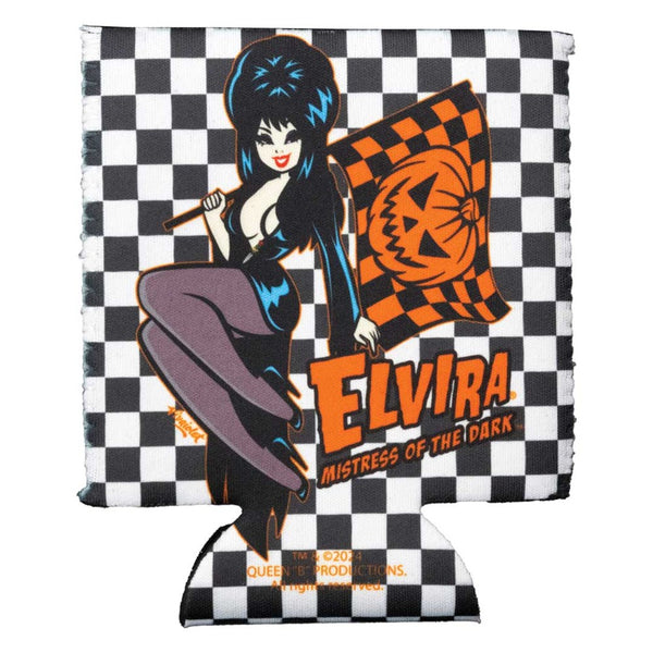 Elvira Halloween Racer Flag 12oz Can Cooler