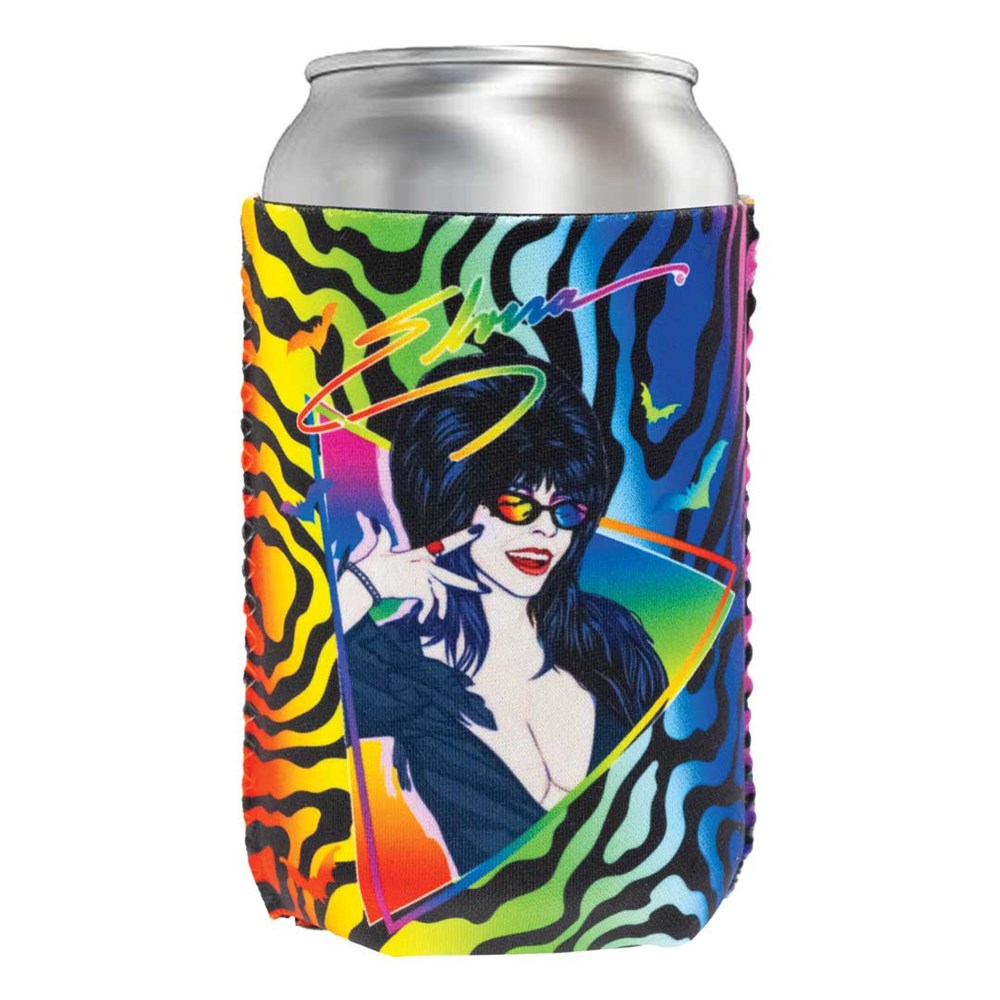 Elvira New Wave Bats Rainbow 12oz Can Cooler