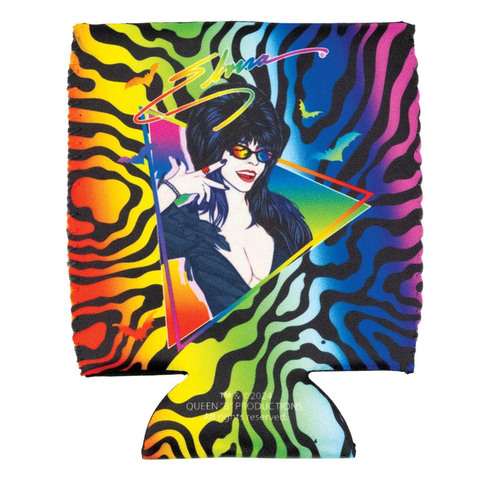 Elvira New Wave Bats Rainbow 12oz Can Cooler