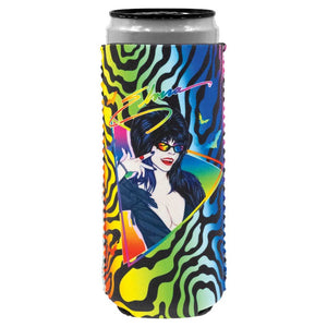 Elvira New Wave Bats Rainbow Slim Can Cooler