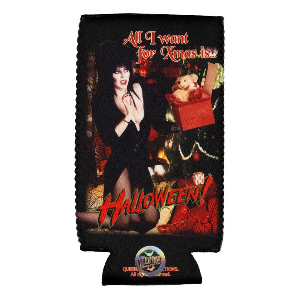 Elvira All I Want Xmas Halloween Slim Can Cooler