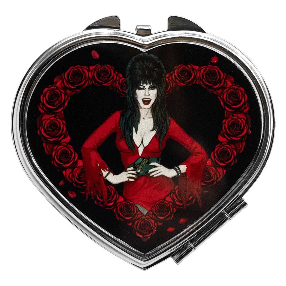 Elvira Red Heart Love Heart Compact Mirror