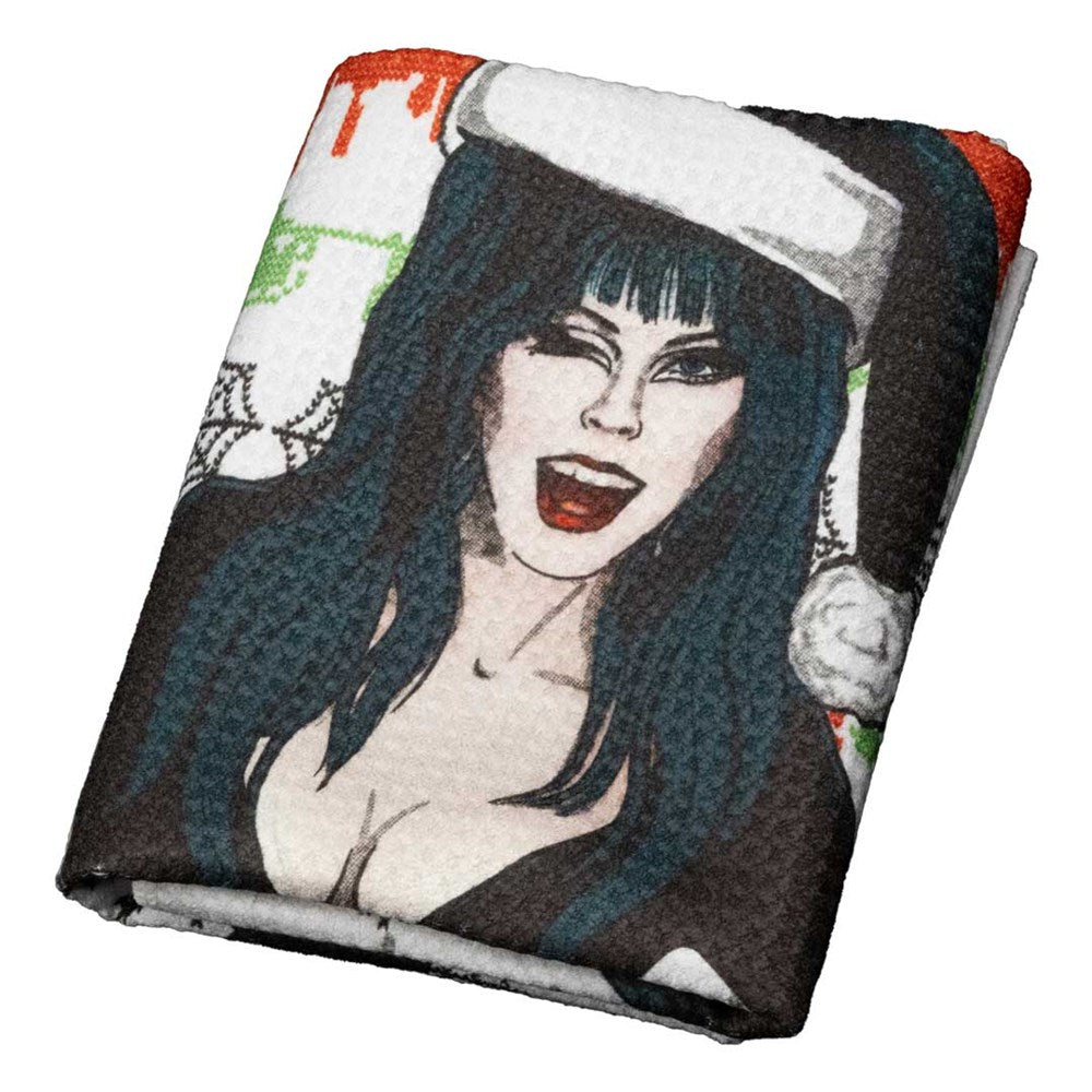 Elvira Wink Xmas Sweater Dish Towel