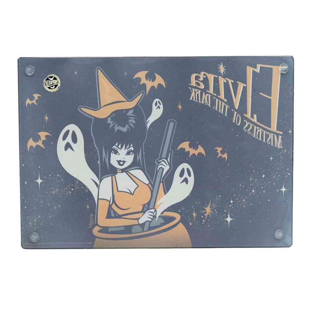 Elvira Vintage Witch Cauldron Glass Chopping Board