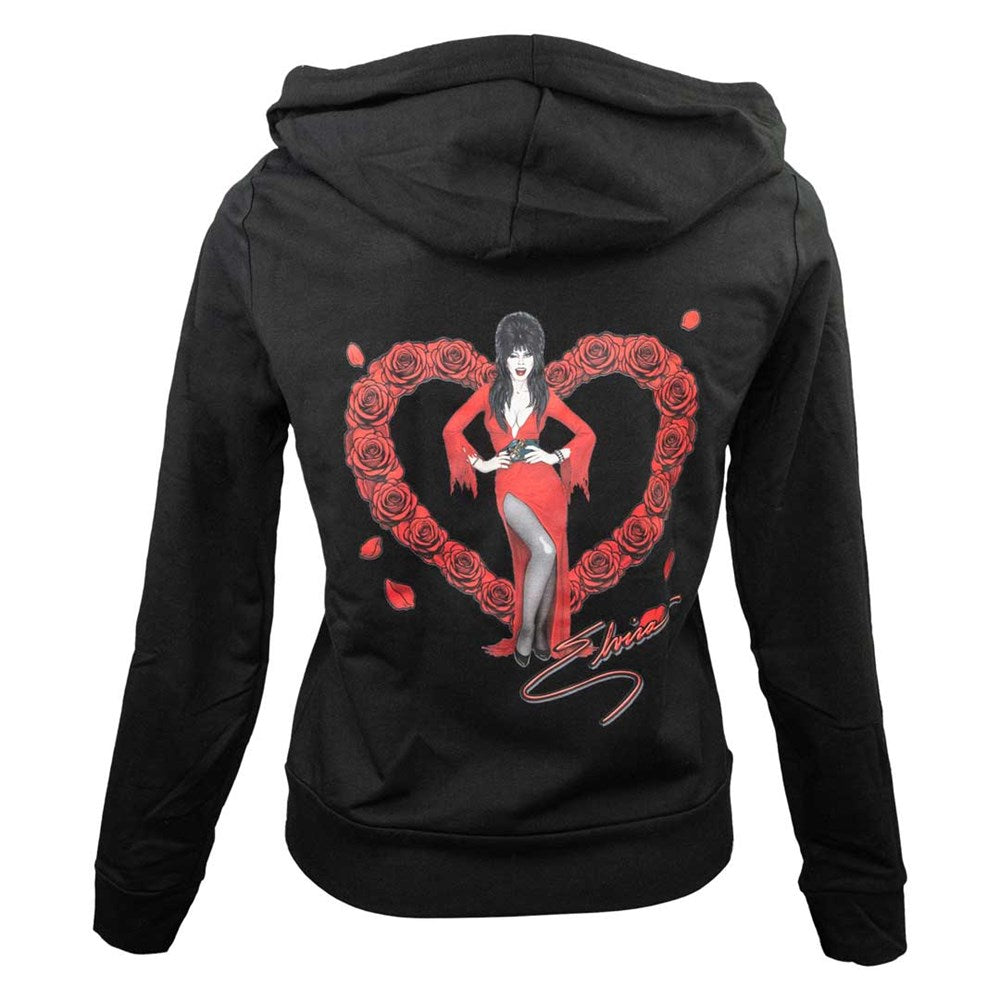 Elvira Red Heart Love Womens Zip Up Hoodie