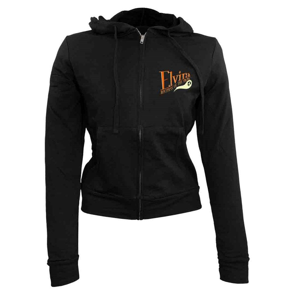 Elvira Vintage Witch Cauldron Zip Womens Hoodie