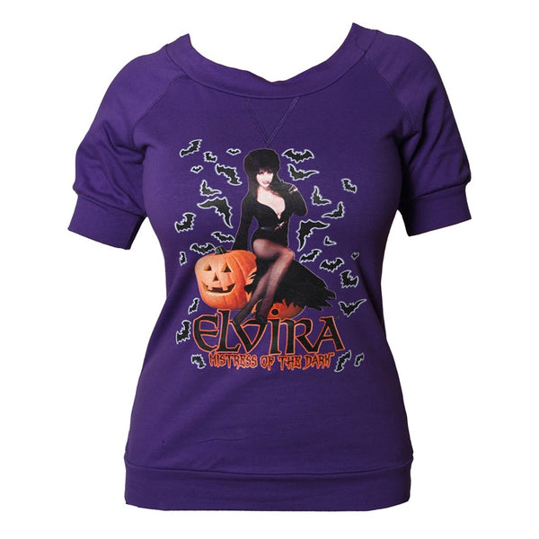 Elvira Harvest Bats Purple Shoulder Top