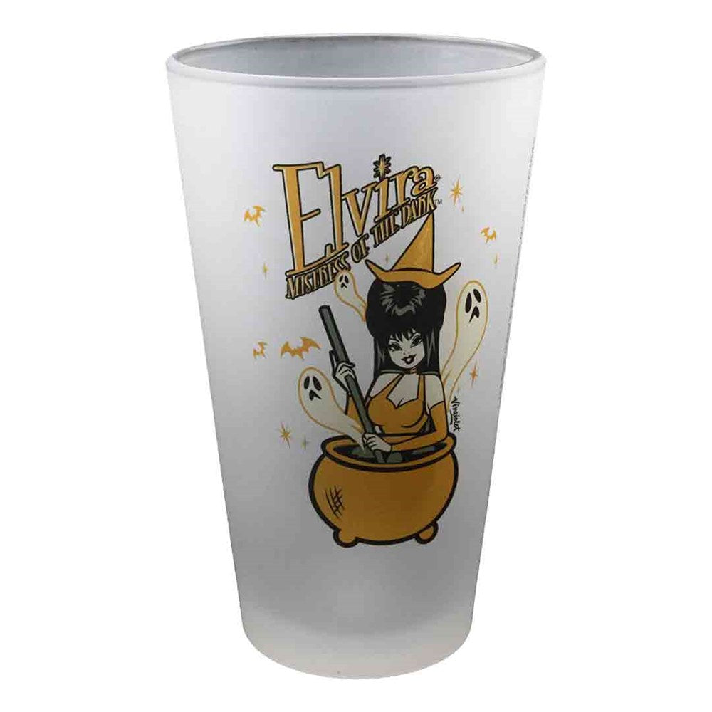 Elvira Vintage Witch Cauldron Frosted Pint Glass