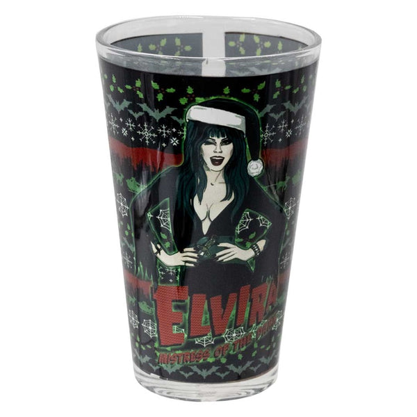 Elvira Wink Xmas Sweater Wrap Pint Glass