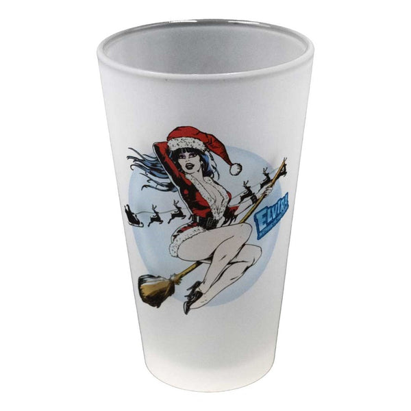 Elvira Xmas Comic Witch Frosted Pint Glass