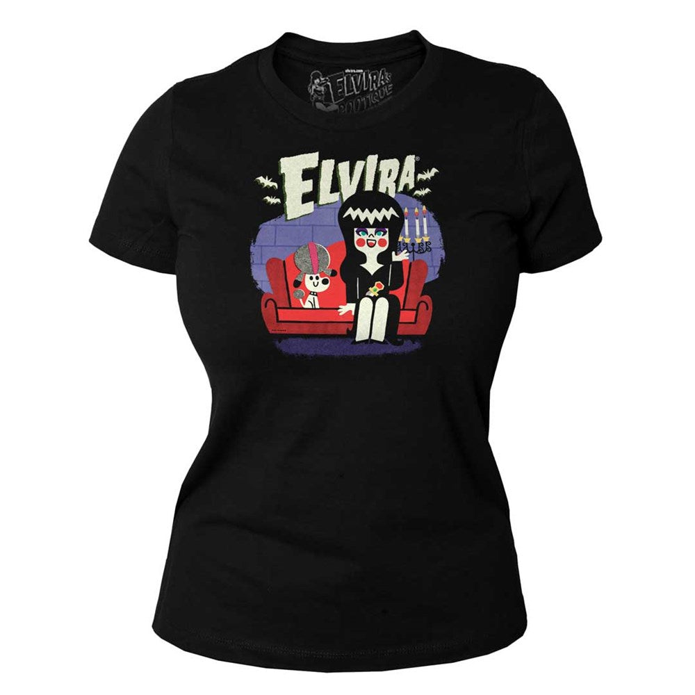 Elvira And Gonk Couch Womens Tee