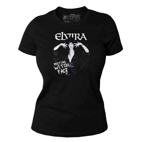 Elvira Resting Witch Face Black Womens Tee