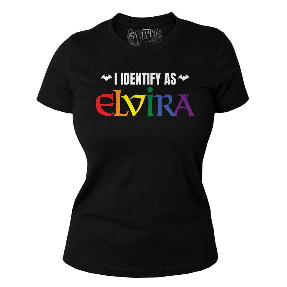 I Identify As Elvira Rainbow Slogan Womens Tee
