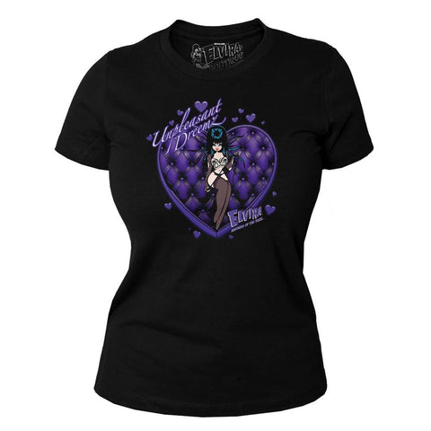 Elvira Unpleasant Dreamz Heart Womens Tee