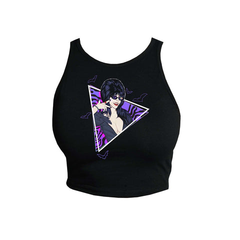 Elvira New Wave Bats Halter Crop Tank