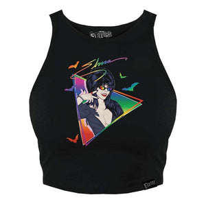 Elvira New Wave Bats Rainbow Halter Top