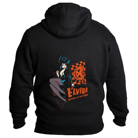 Elvira Halloween Racer Flag Mens Hoodie