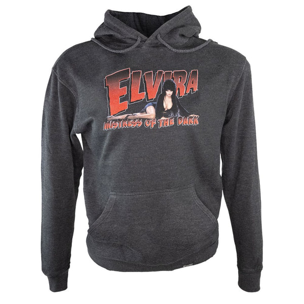 Elvira Red Lay Down Pullover Hoodie Grey