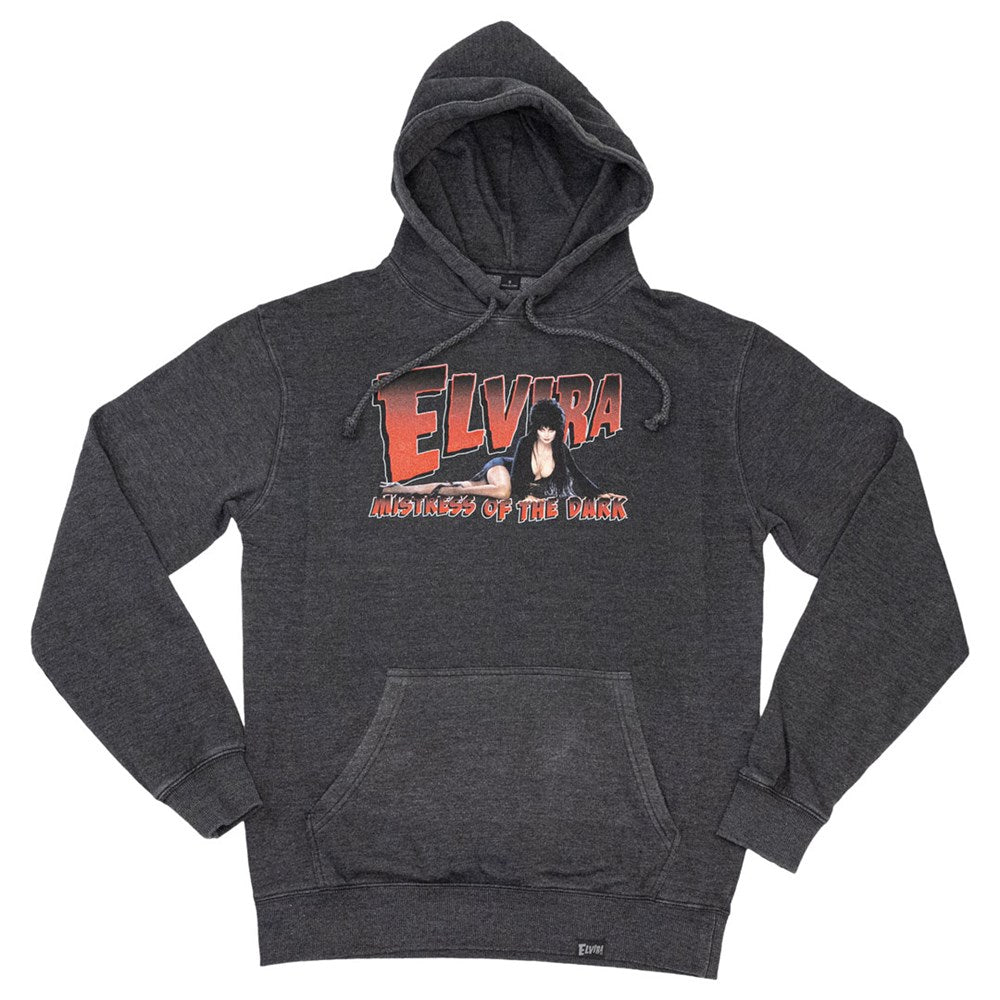 Elvira Red Lay Down Pullover Hoodie Grey