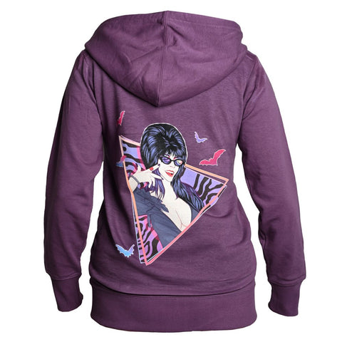 Elvira New Wave Bats Purple Womens Hoodie