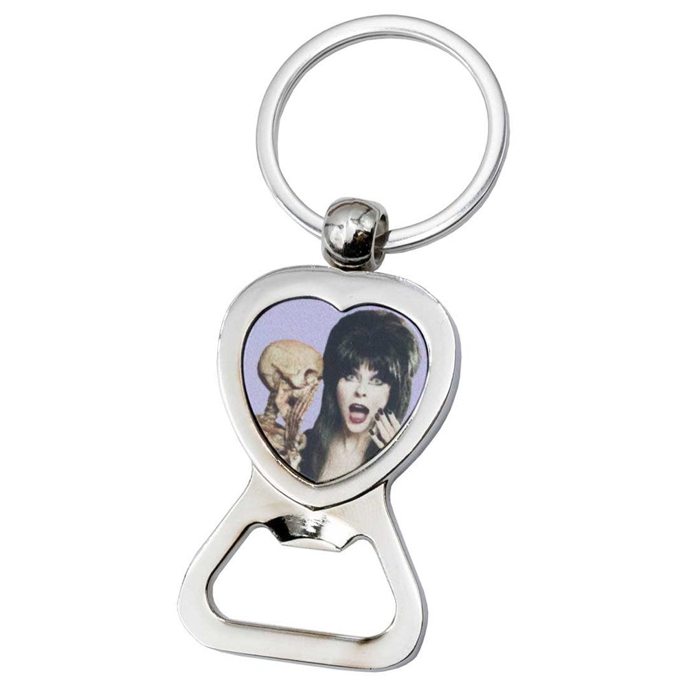 Elvira Heart Purple Skeleton Heart Bottle Opener Keychain