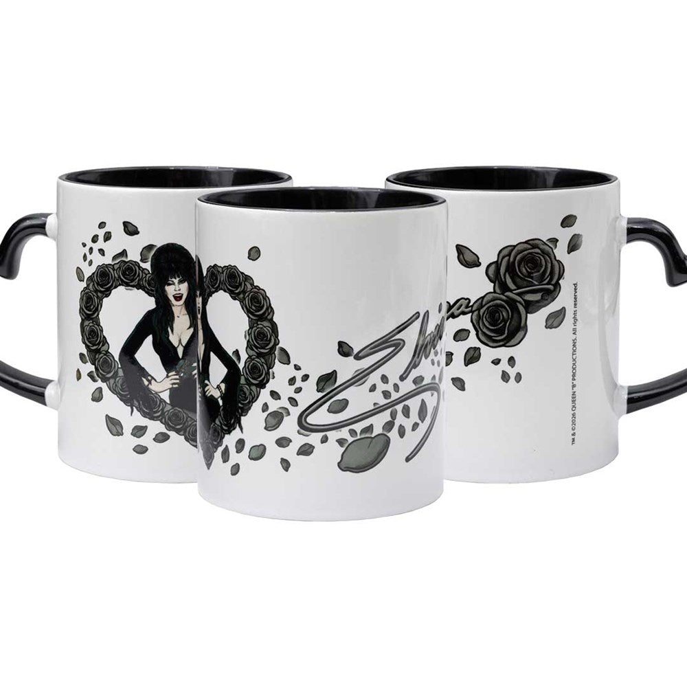 Elvira Black Heart Love Black Heart Handle Mug