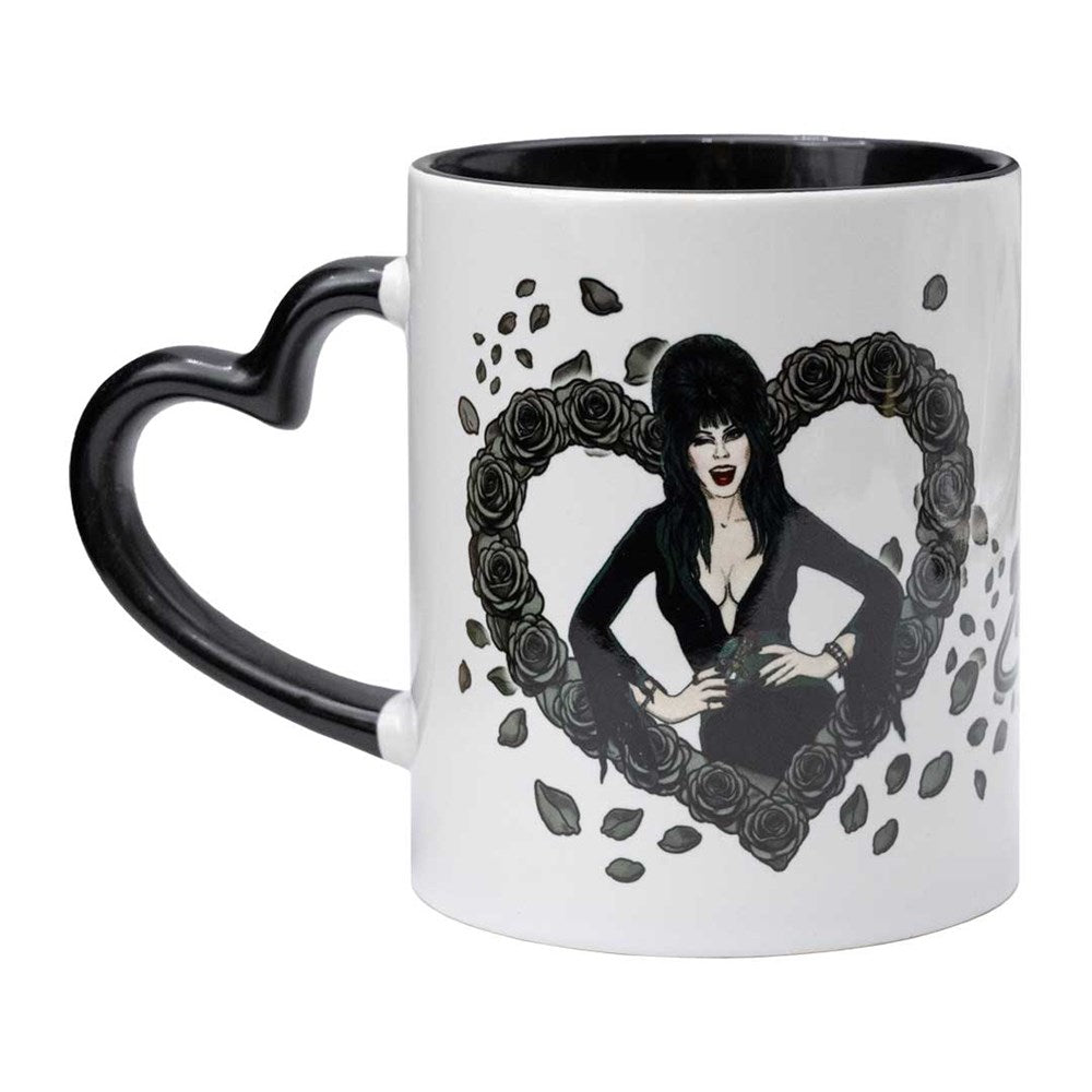Elvira Black Heart Love Black Heart Handle Mug