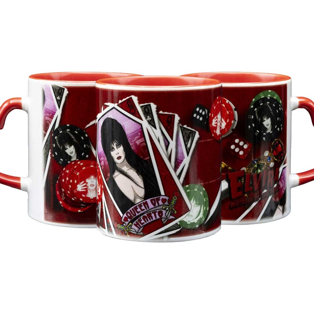 Elvira Queen Of Hearts Red Heart Handle Mug