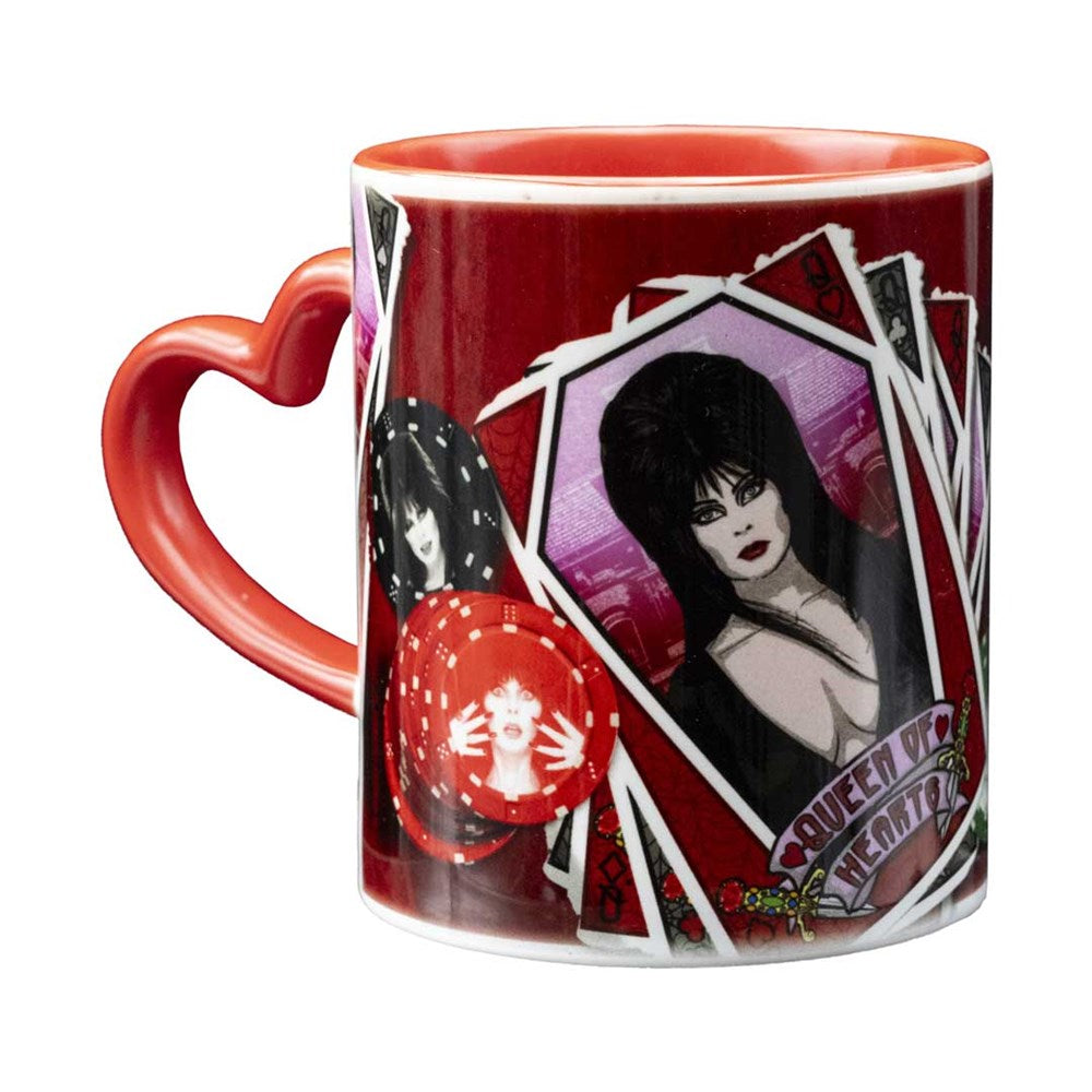 Elvira Queen Of Hearts Red Heart Handle Mug