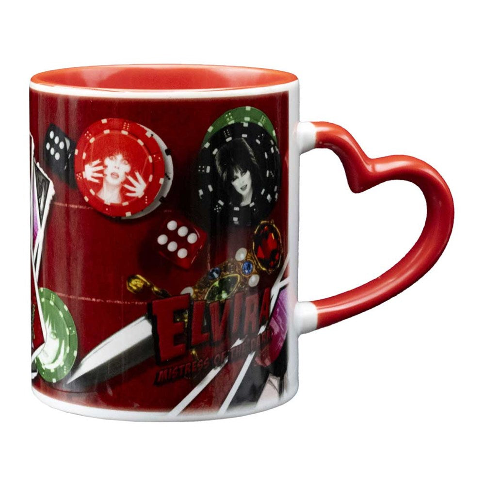 Elvira Queen Of Hearts Red Heart Handle Mug