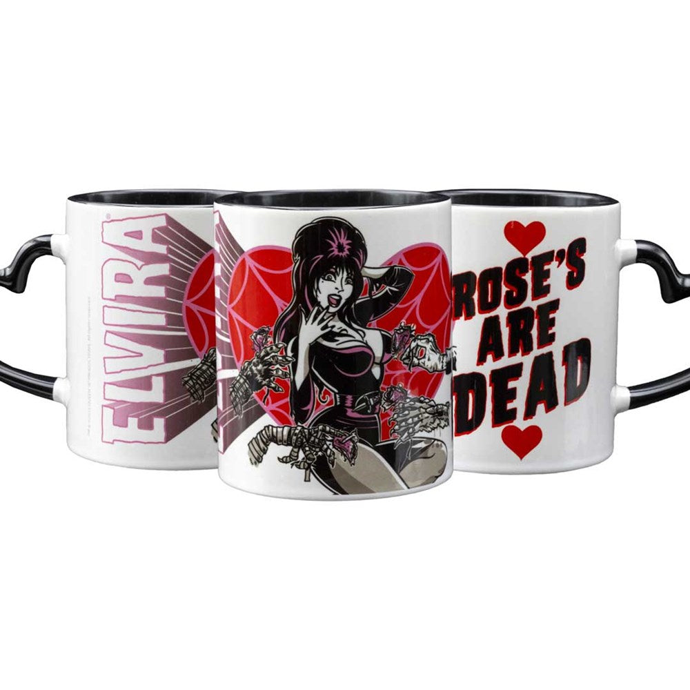 Elvira Roses Are Dead Black Heart Handle Mug