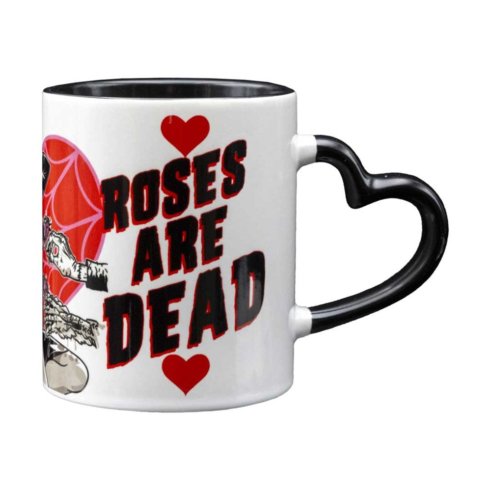 Elvira Roses Are Dead Black Heart Handle Mug