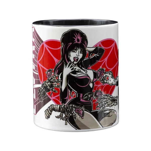 Elvira Roses Are Dead Black Heart Handle Mug