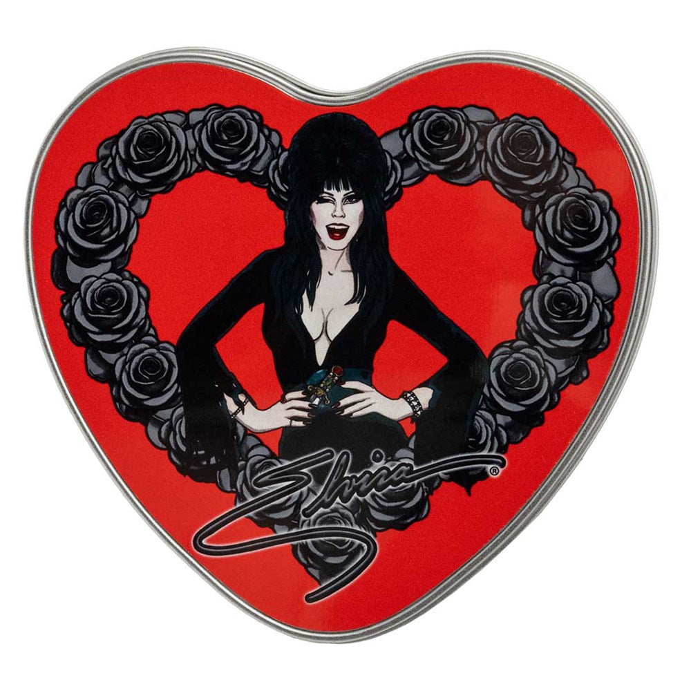 Elvira Black Heart Love Heart Shaped Metal Tin