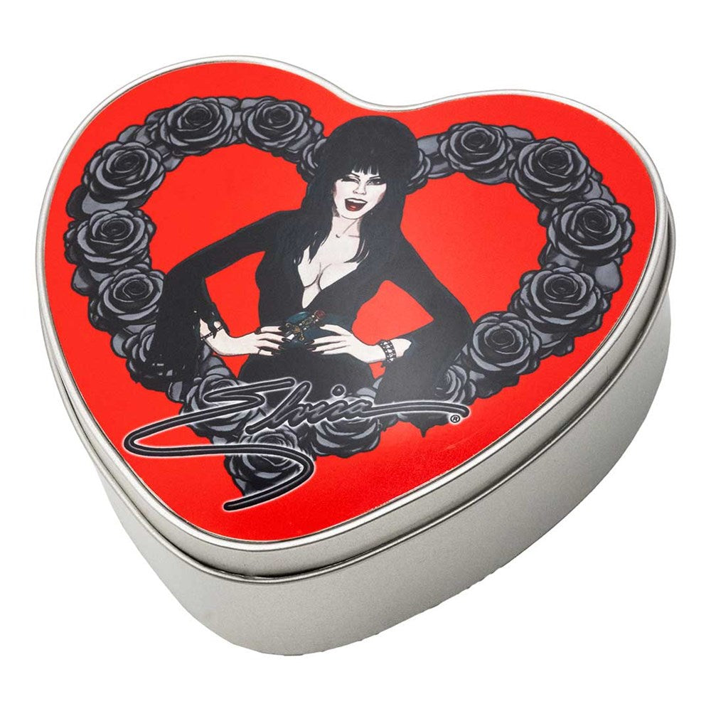 Elvira Black Heart Love Heart Shaped Metal Tin