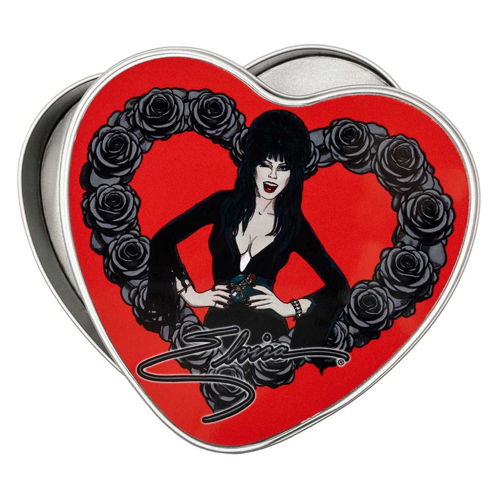 Elvira Black Heart Love Heart Shaped Metal Tin