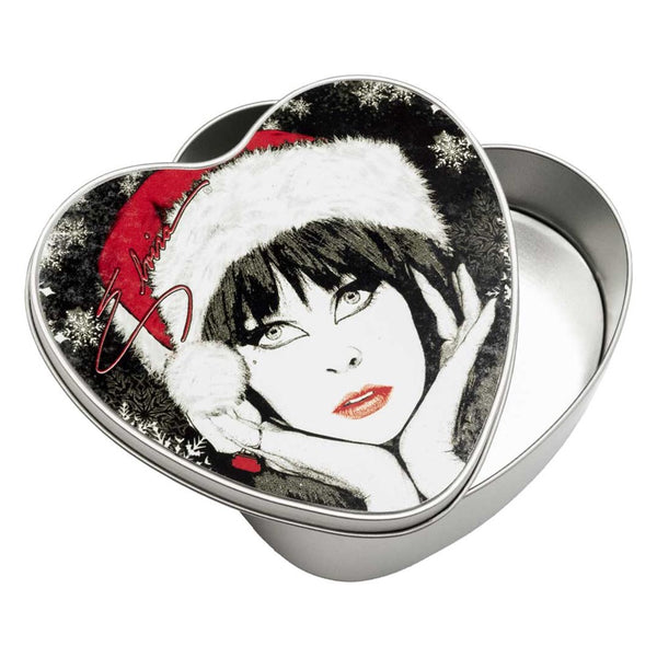 Elvira Santa Face Signature Heart Metal Tin