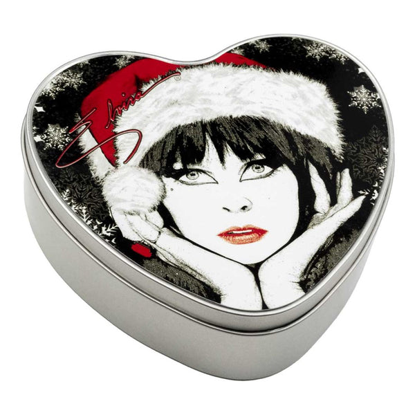 Elvira Santa Face Signature Heart Metal Tin