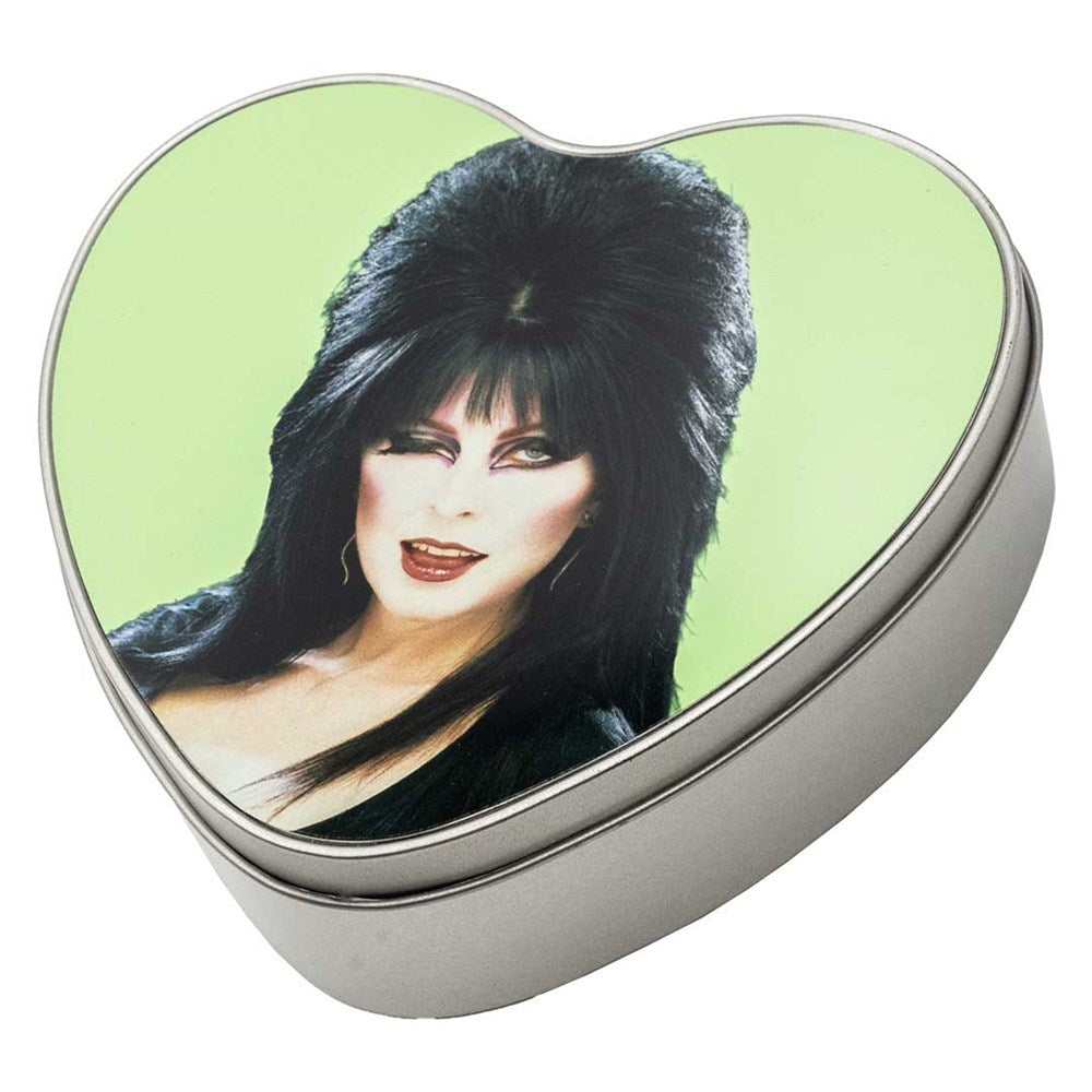 Elvira Heart Green Wink Heart Shaped Metal Tin