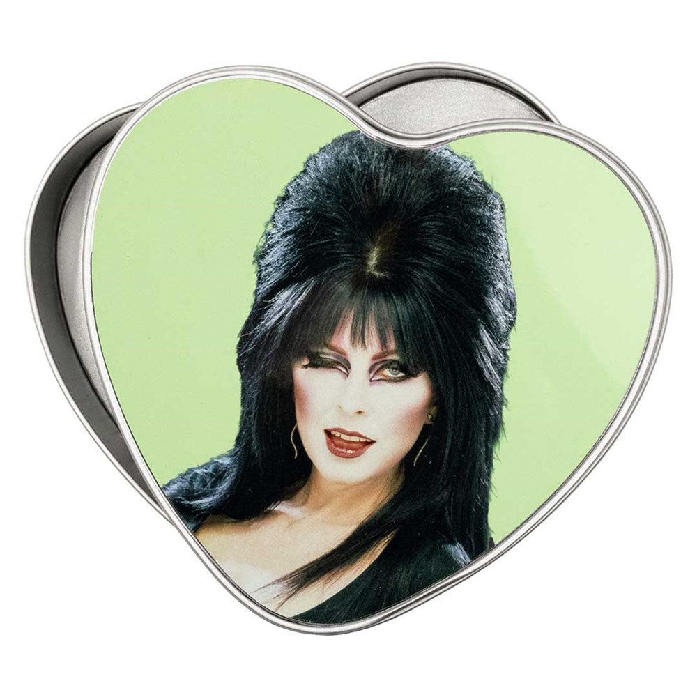 Elvira Heart Green Wink Heart Shaped Metal Tin
