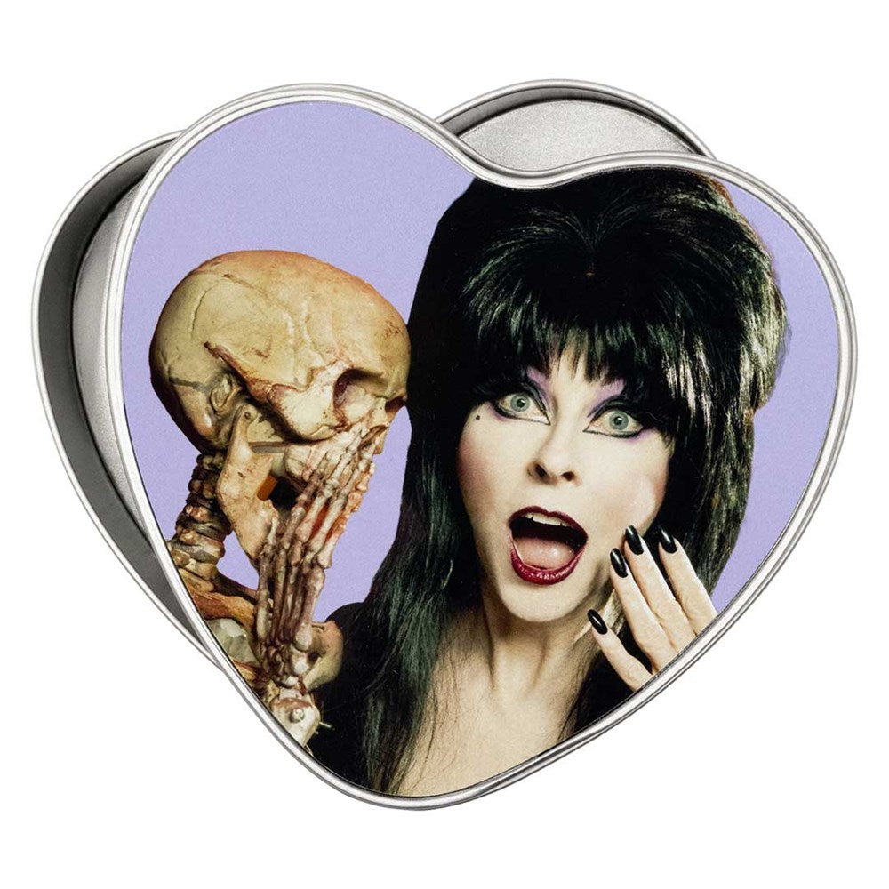 Elvira Heart Purple Skeleton Heart Shaped Metal Tin
