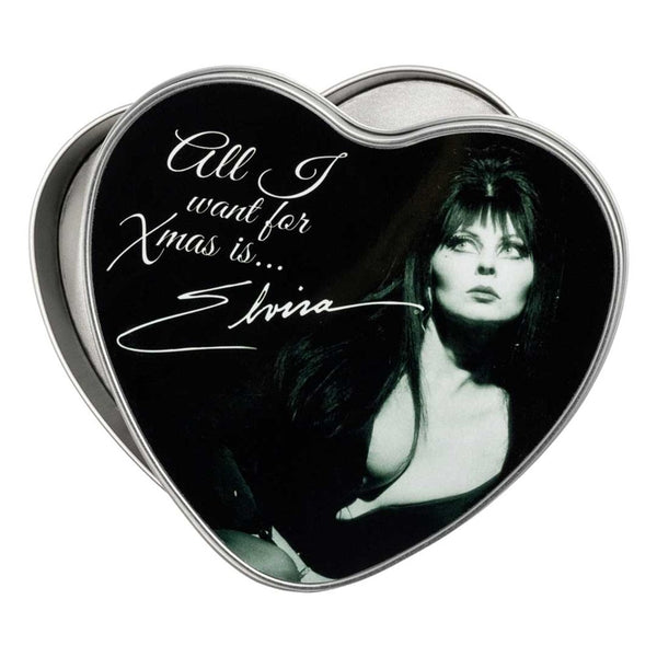 Elvira All I Want Xmas Elvira Heart Metal Tin