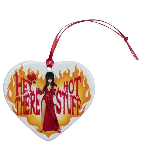 Elvira Hey Hot Stuff Large Heart Ceramic Ornament