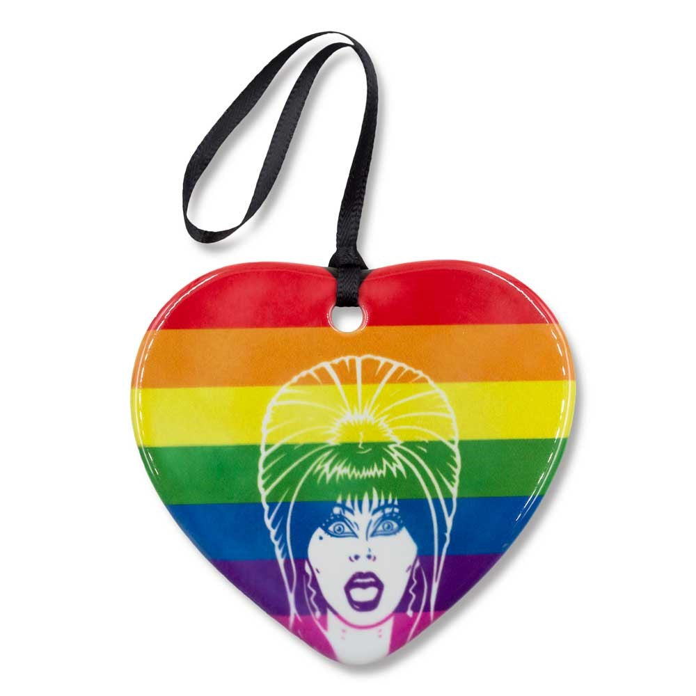Elvira Pride Rainbow 2021 Heart Ornament