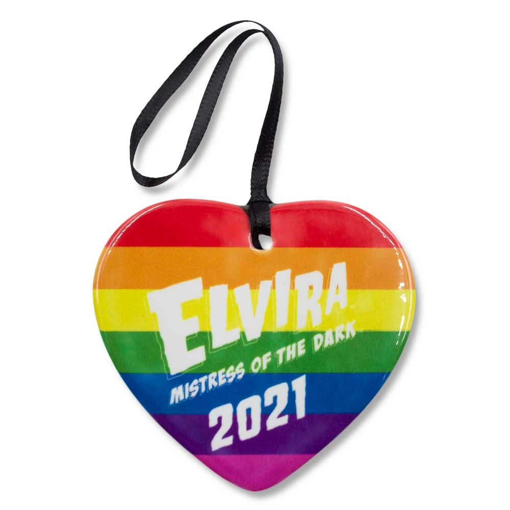 Elvira Pride Rainbow 2021 Heart Ornament