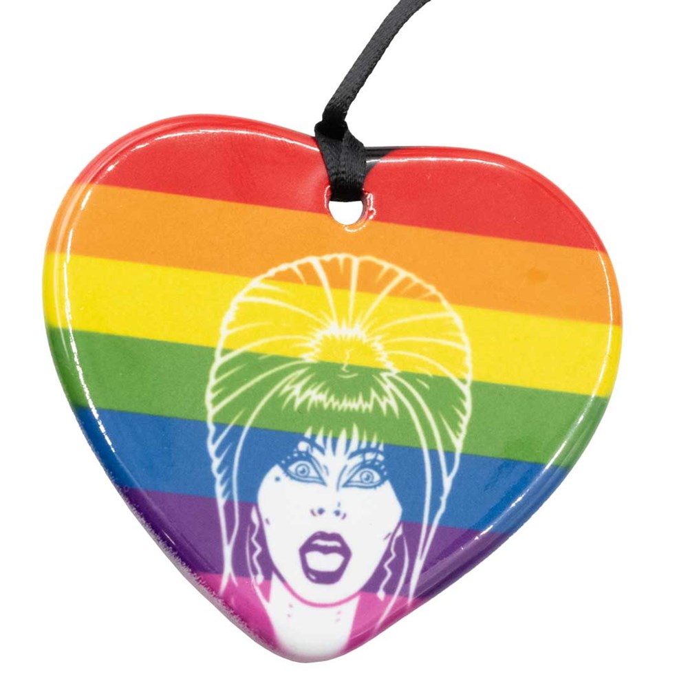 Elvira Pride Rainbow Heart Ornament